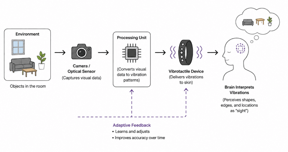 Sensory substitution concept converting visual information into vibrotactile patterns